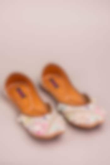 Peach Leather Handcrafted Juttis by Kasually Klassy