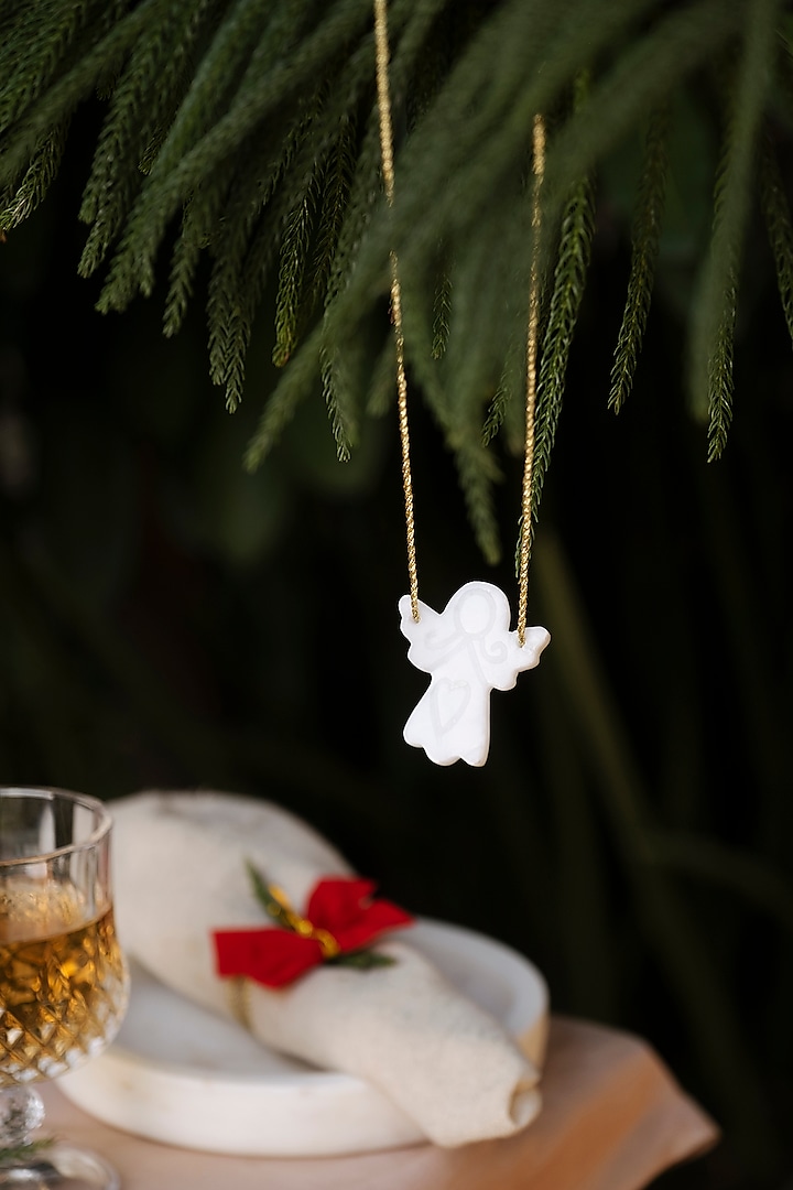 White Marble Hanging Fairy Ornament by Kaksh studio