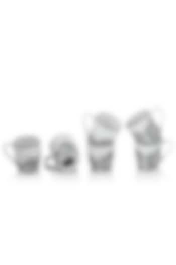 Black & White Porcelain Monochrome Cups (Set Of 6) by Kalam