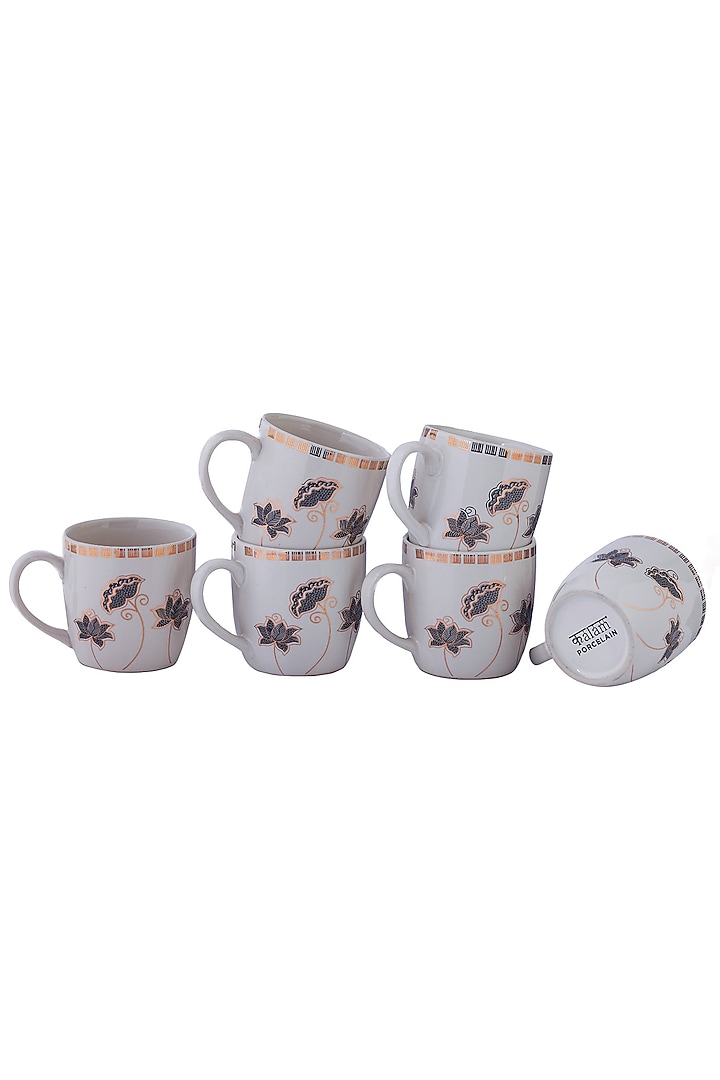 Black & White Porcelain Monochrome Cups (Set Of 6) by Kalam at Pernia's Pop Up Shop