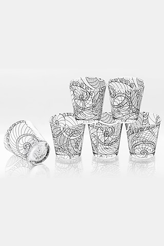Black & White Monochrome Glass (Set Of 6) by Kalam