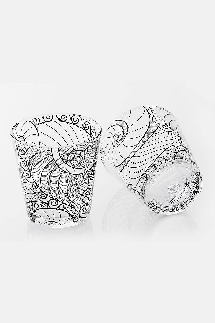 Black & White Monochrome Glass (Set Of 6) by Kalam at Pernia's Pop Up Shop