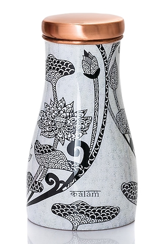 Black & White Copper Monochrome Printed Flask by Kalam