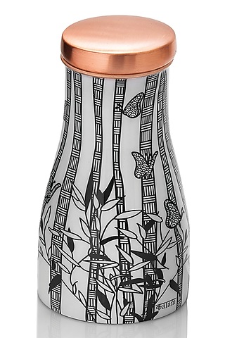 Black & White Copper Monochrome Printed Flask by Kalam