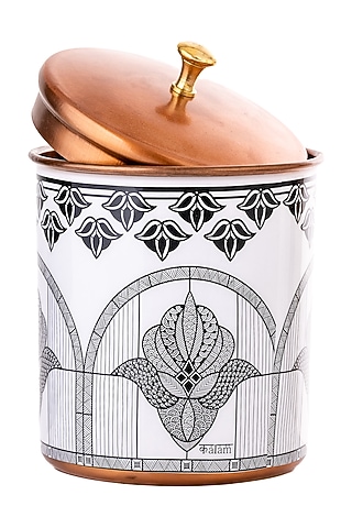 Black & White Galvanised Iron Monochrome Printed Cookie Jar by Kalam