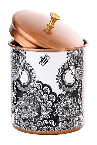 Black & White Galvanised Iron Monochrome Printed Cookie Jar by Kalam