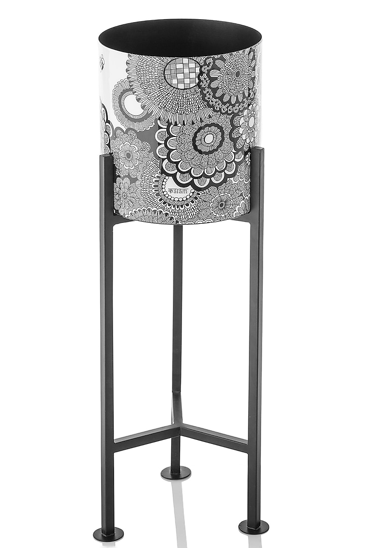 Black & White Galvanised Iron Monochrome Printed Planter by Kalam