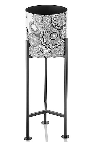 Black & White Galvanised Iron Monochrome Printed Planter by Kalam