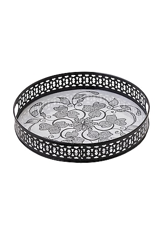 Black & White Galvanised Iron Monochrome Printed Tray by Kalam