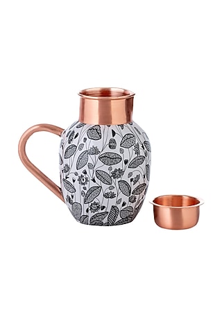 Black & White Copper Monochrome Printed Jug by Kalam