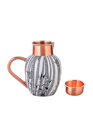 Black & White Copper Monochrome Printed Jug by Kalam