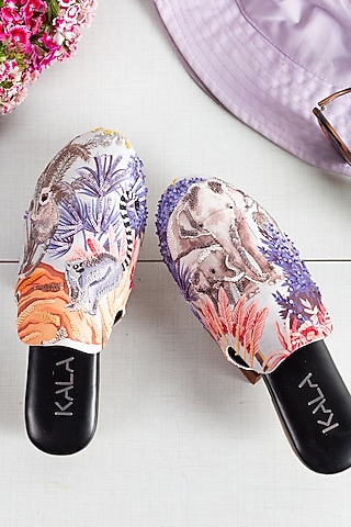 Cream Croma Silk Mules by Kala India