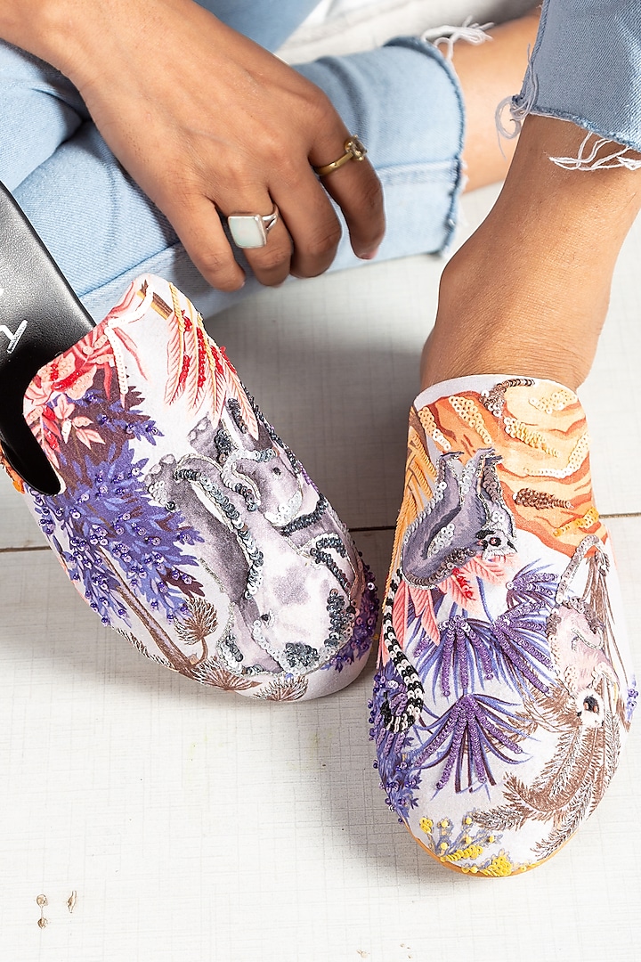 Cream Croma Silk Mules by Kala India at Pernia's Pop Up Shop
