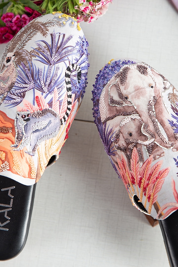 Cream Croma Silk Mules by Kala India at Pernia's Pop Up Shop