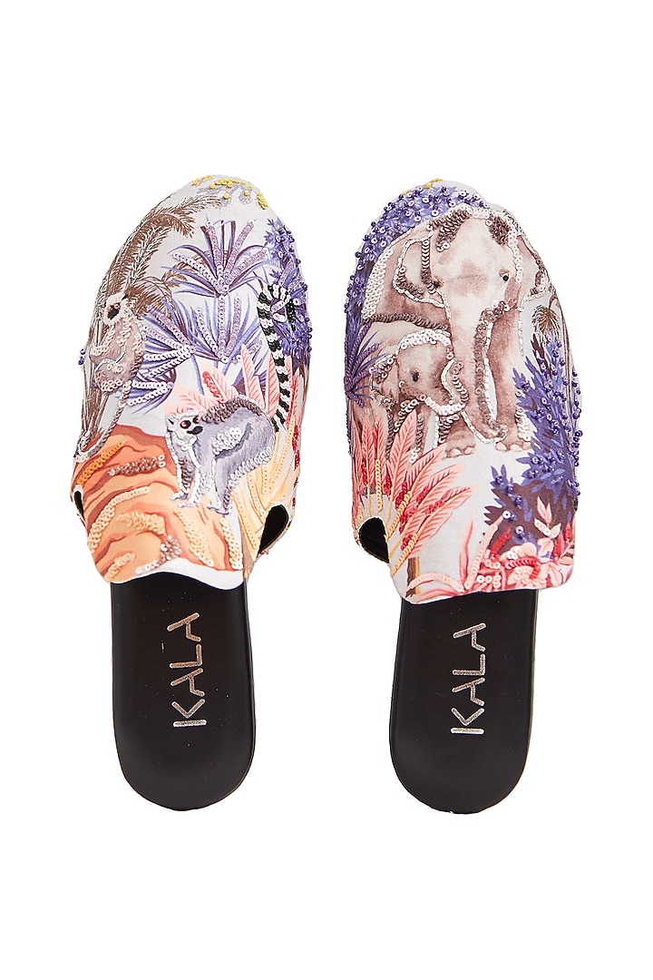 Cream Croma Silk Mules by Kala India at Pernia's Pop Up Shop