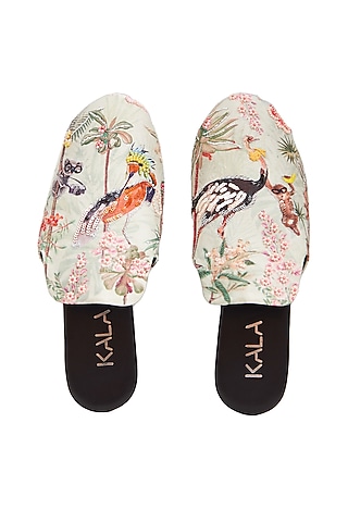 Mint Green Chroma Silk Embellished Mules by Kala India