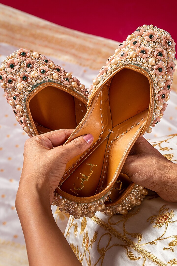 Green Silk Velvet Juttis by Kala India at Pernia's Pop Up Shop
