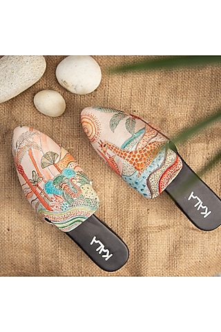Multi-Colored Printed Mules by Kala India
