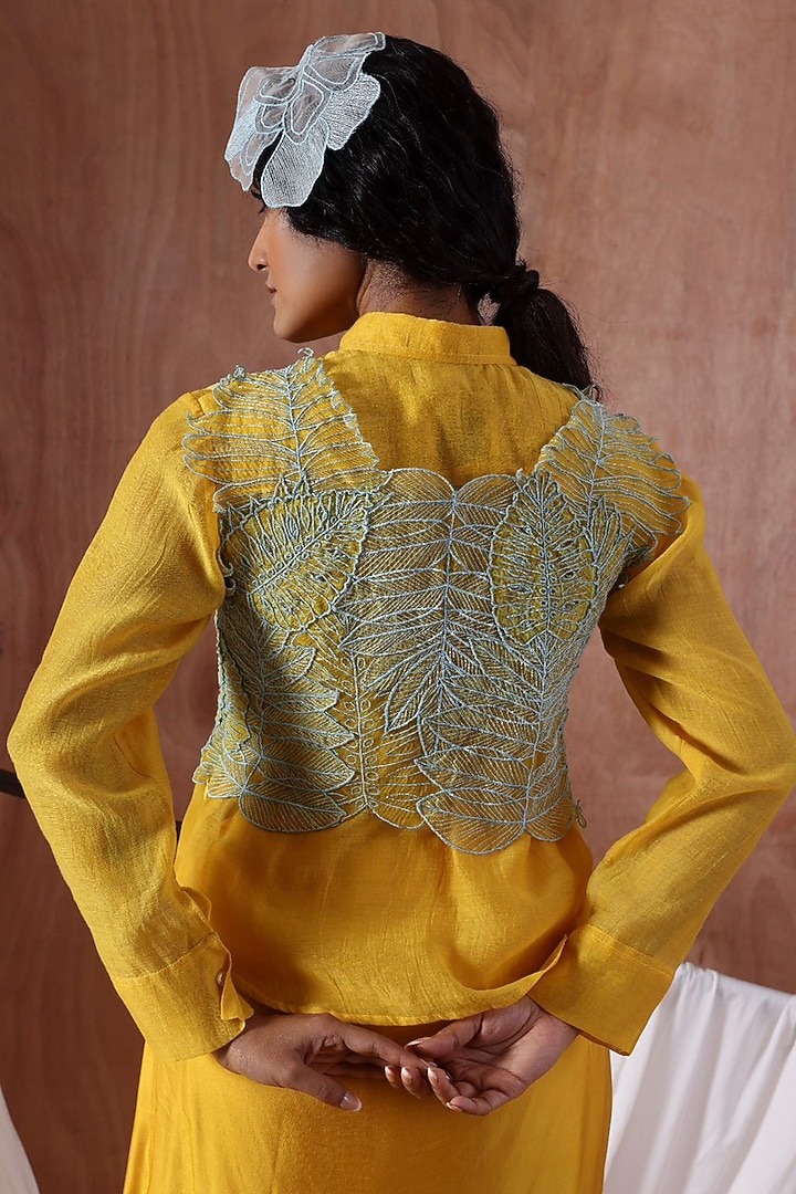 Yellow Modal Satin Draped Skirt Set by Kliitche by Isha Kedia at Pernia's Pop Up Shop