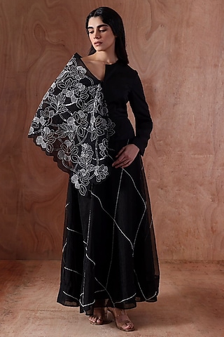 Black Organza Skirt Set by Kliitche by Isha Kedia
