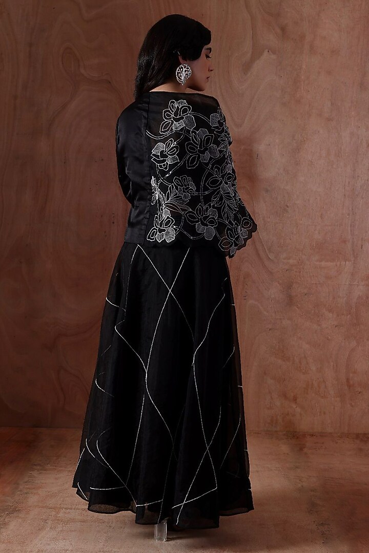 Black Organza Skirt Set by Kliitche by Isha Kedia at Pernia's Pop Up Shop