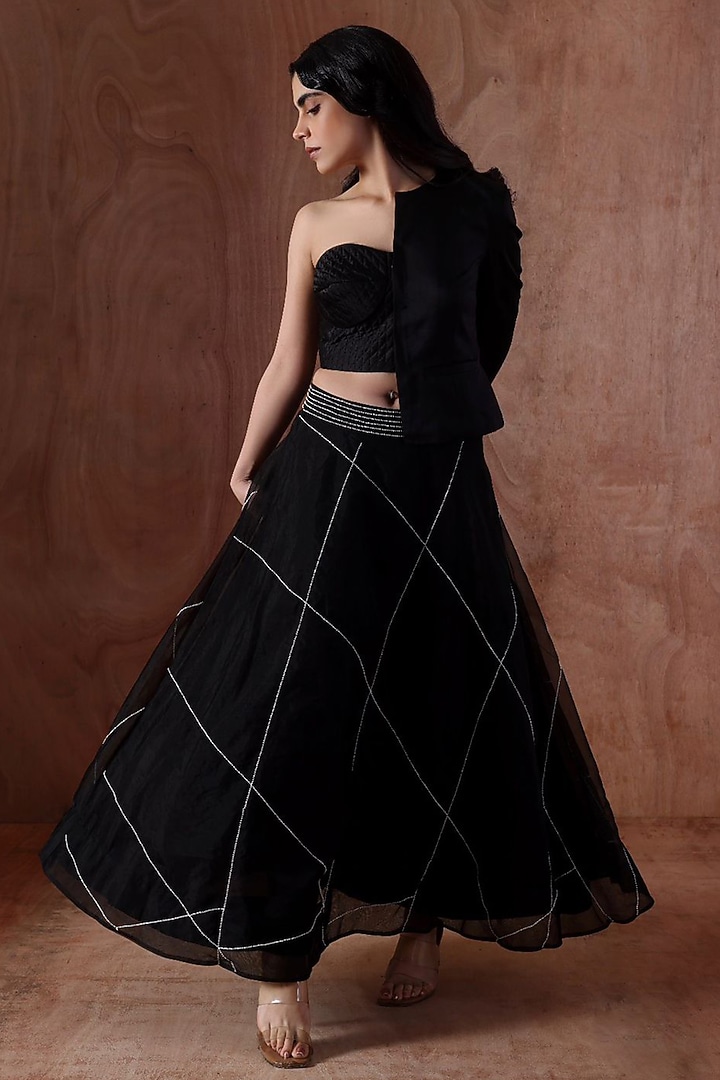 Black Organza Skirt Set by Kliitche by Isha Kedia at Pernia's Pop Up Shop