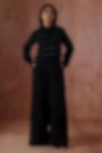 Black Organza Embroidered Co-Ord Set by Kliitche by Isha Kedia at Pernia's Pop Up Shop