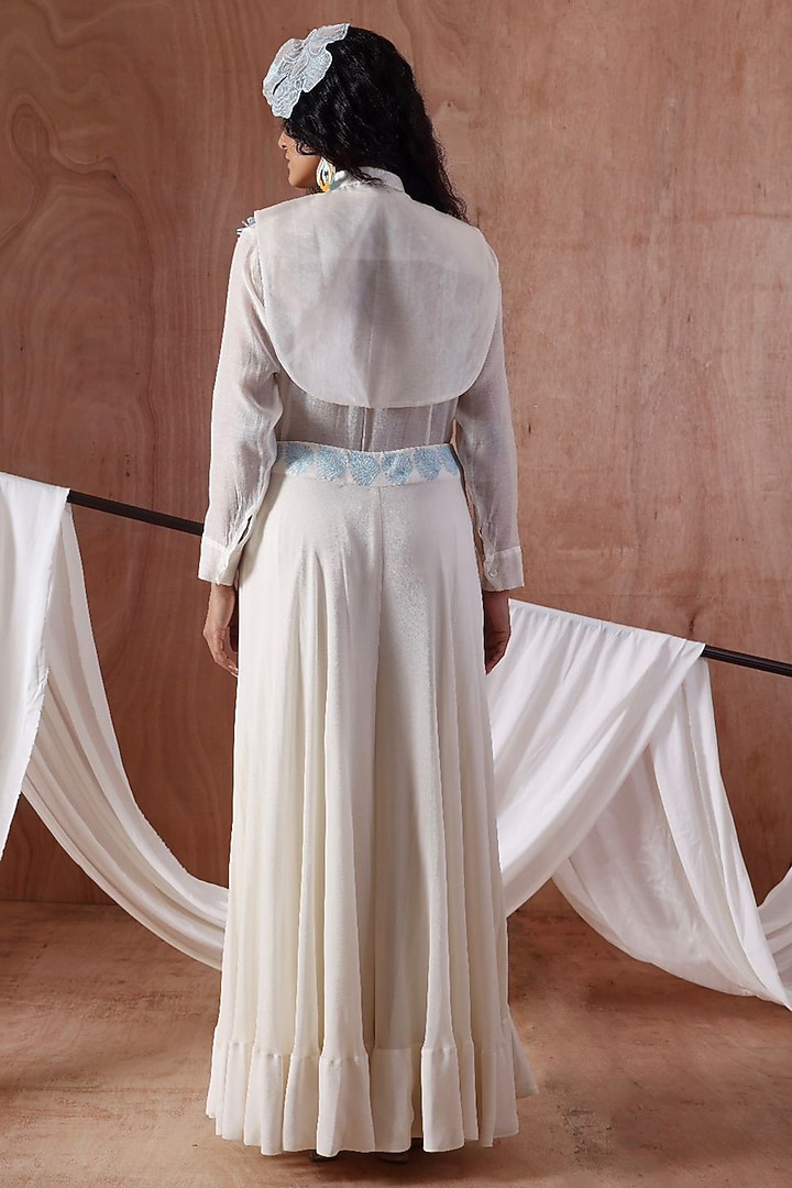 Ivory Chanderi & Cotton Embroidered Co-Ord Set by Kliitche by Isha Kedia at Pernia's Pop Up Shop