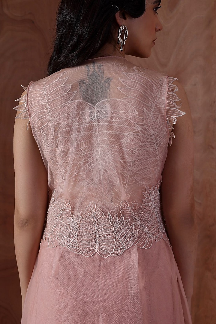 Pink Sheer Organza Embellished Asymmetric Vacation Dress by Kliitche by Isha Kedia at Pernia's Pop Up Shop