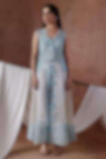 Powder Blue Organza Embroidered Co-Ord Set by Kliitche by Isha Kedia at Pernia's Pop Up Shop