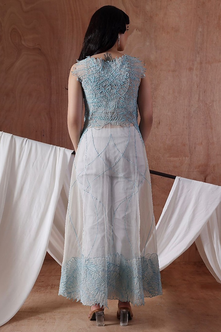 Powder Blue Organza Embroidered Co-Ord Set by Kliitche by Isha Kedia at Pernia's Pop Up Shop