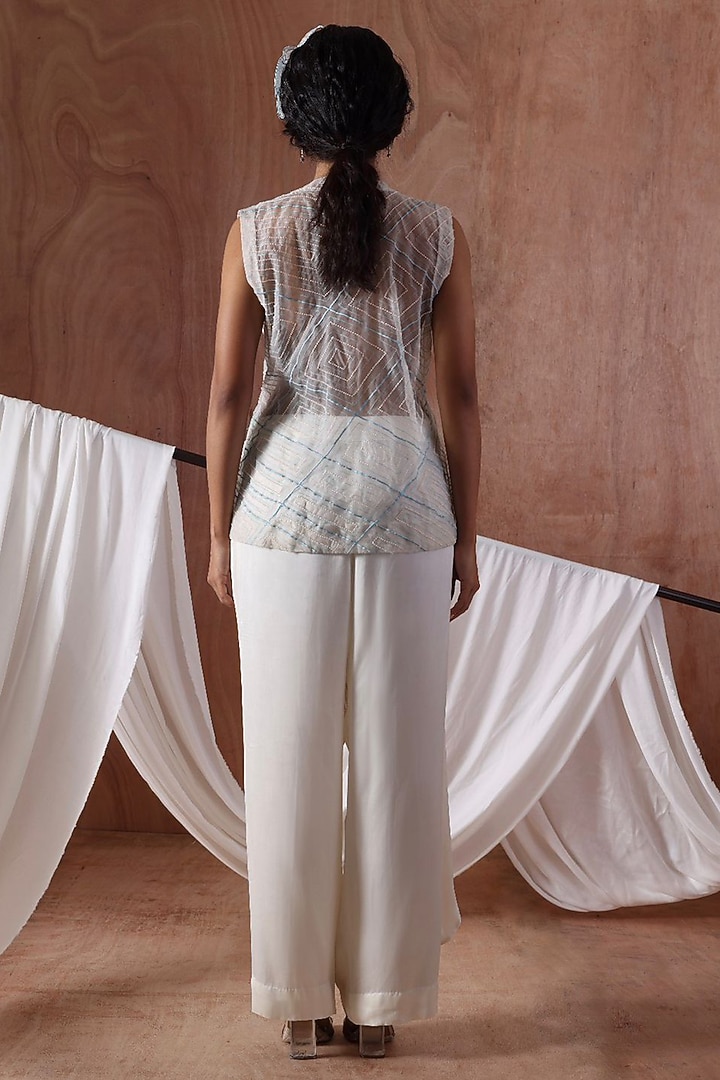 Ivory Organza Applique Work Co-Ord Set by Kliitche by Isha Kedia at Pernia's Pop Up Shop