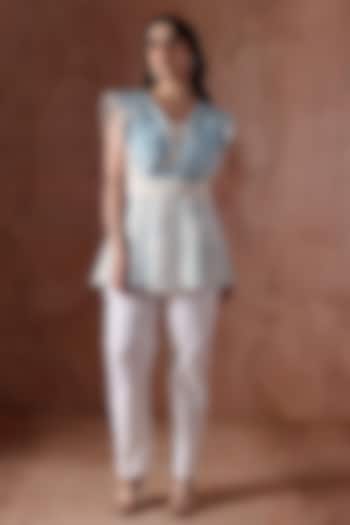 Ivory Organza Embroidered Co-Ord Set by Kliitche by Isha Kedia at Pernia's Pop Up Shop