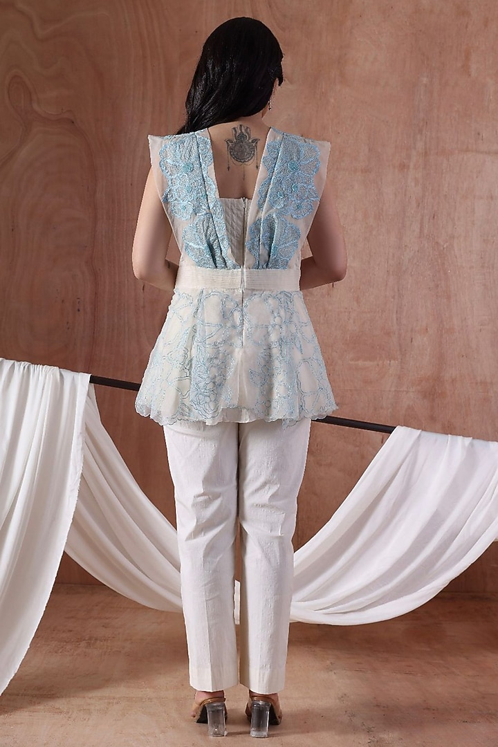Ivory Organza Embroidered Co-Ord Set by Kliitche by Isha Kedia at Pernia's Pop Up Shop