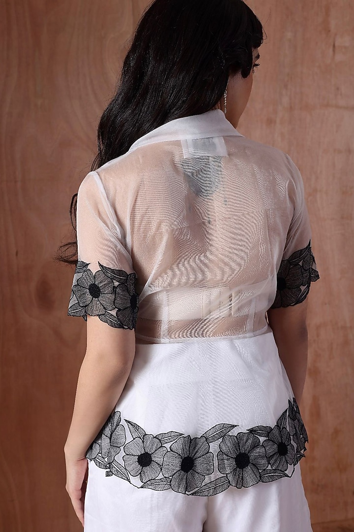 White Organza Flora Embroidered Co-Ord Set by Kliitche by Isha Kedia at Pernia's Pop Up Shop