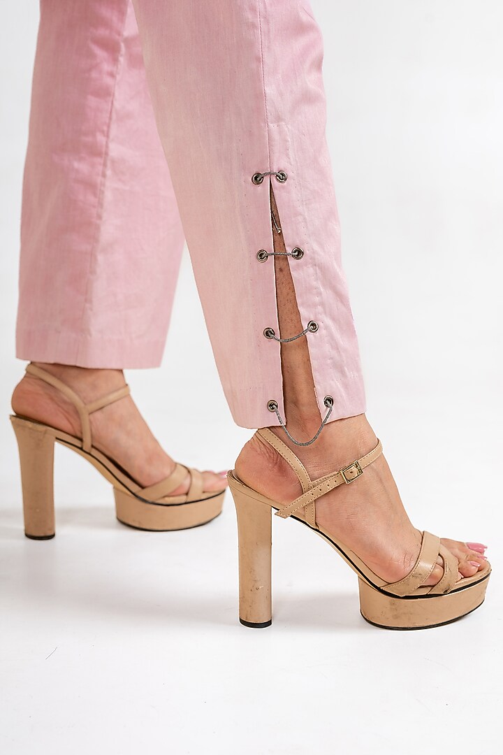 Blush Pink Organza Embroidered Jacket Set by Kliitche by Isha Kedia at Pernia's Pop Up Shop