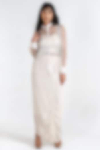 Ivory Organza Draped Skirt Set by KLITCHE at Pernia's Pop Up Shop