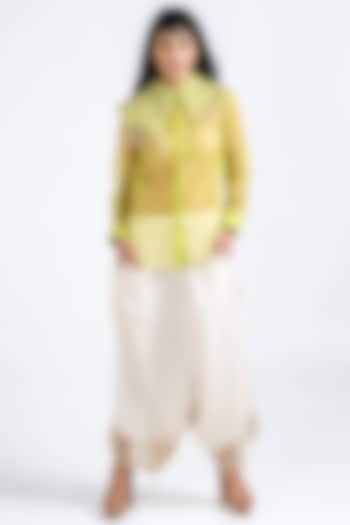White Twill Cotton Dhoti Set by KLITCHE at Pernia's Pop Up Shop