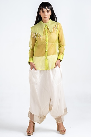 White Twill Cotton Dhoti Pant by Kliitche by Isha Kedia