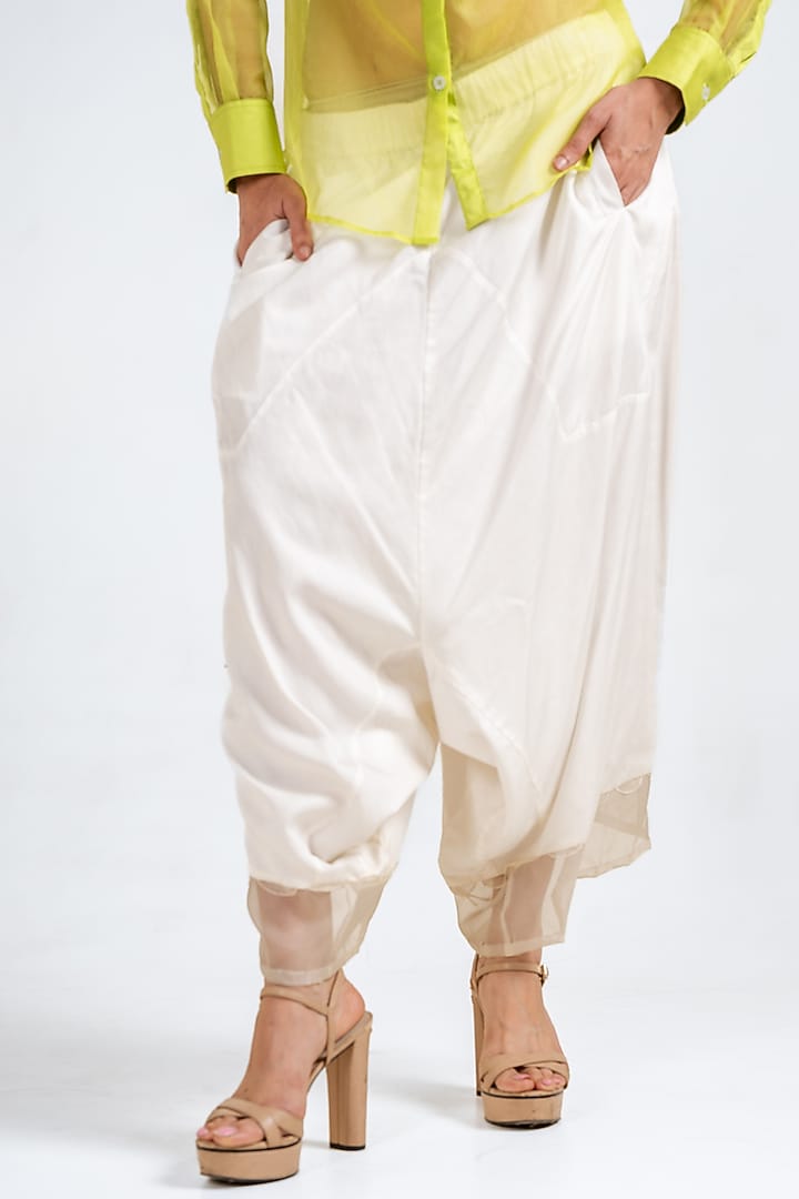 White Twill Cotton Dhoti Pant by Kliitche by Isha Kedia at Pernia's Pop Up Shop