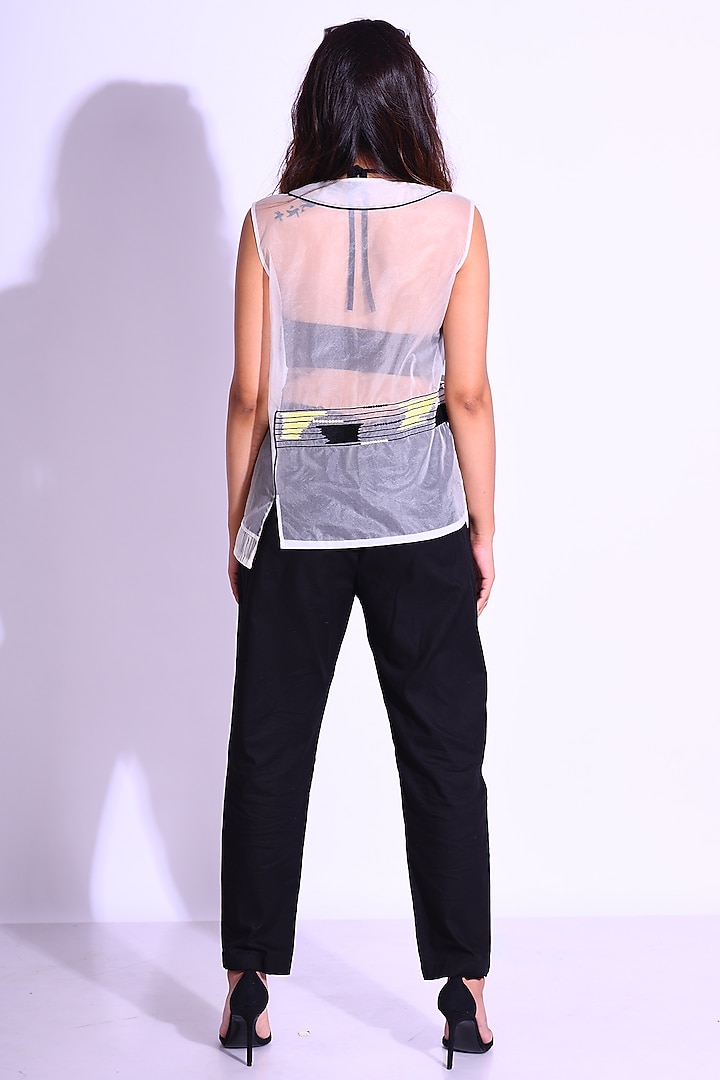 White Art Organza Embroidered Shirt by Kliitche by Isha Kedia at Pernia's Pop Up Shop