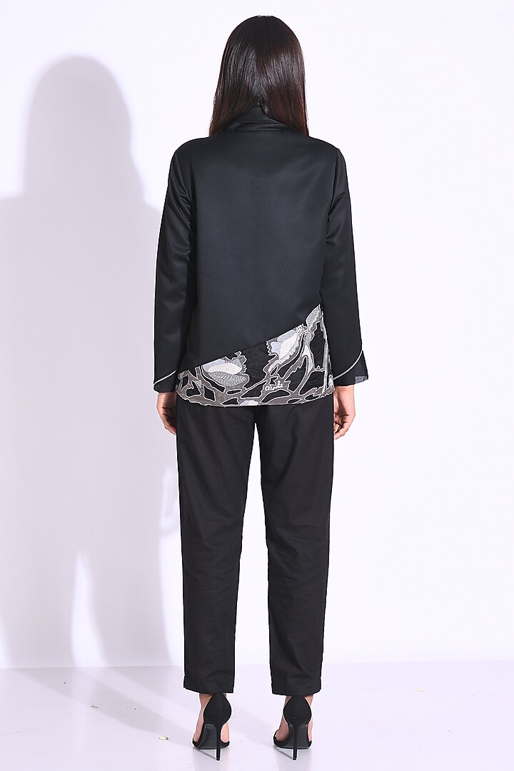 Black Organza Embroidered Co-Ord Set by Kliitche by Isha Kedia at Pernia's Pop Up Shop