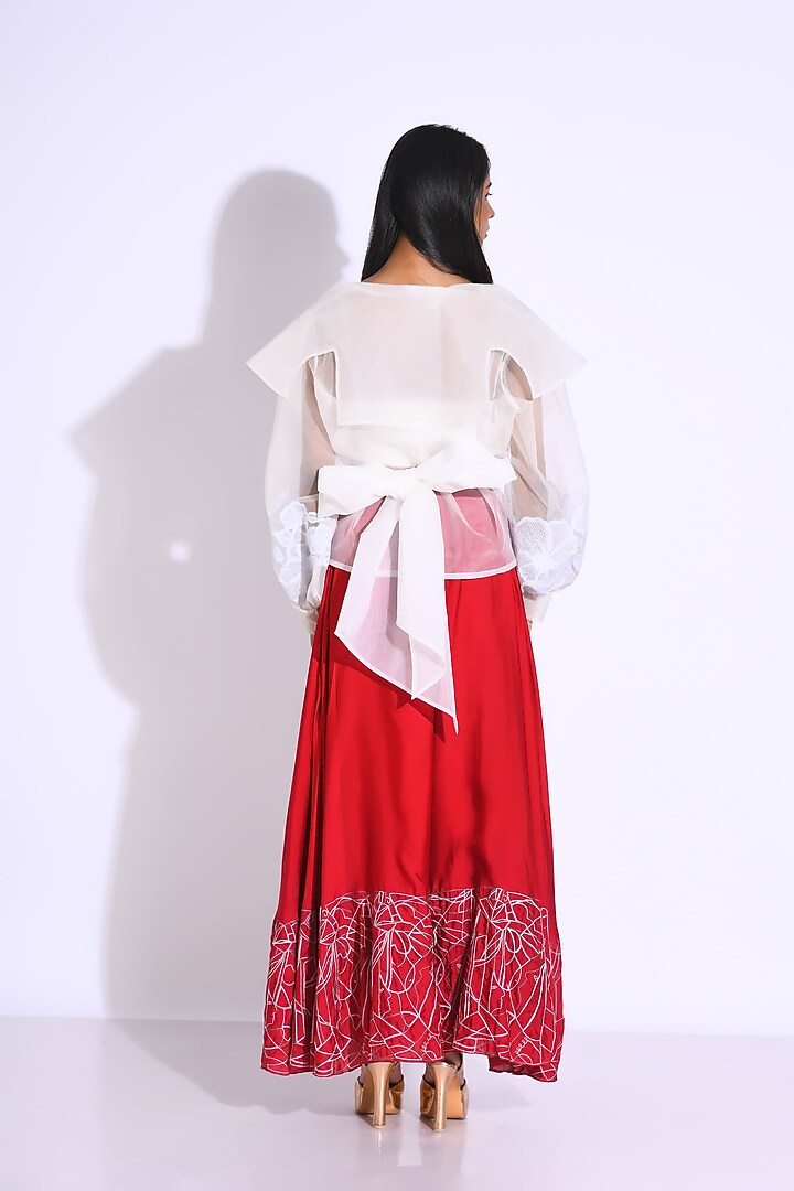 White Organza & Cotton Stretch Top by Kliitche by Isha Kedia at Pernia's Pop Up Shop