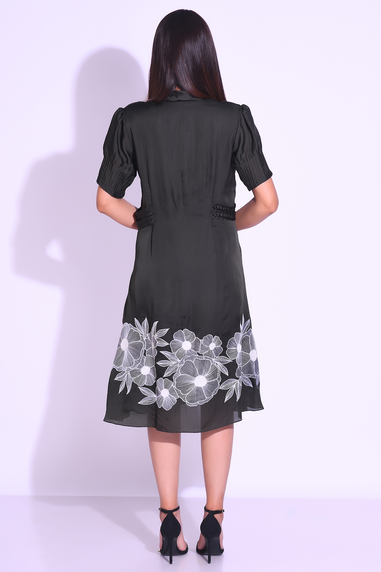 Rifle Green Satin Organza & Taffeta Embellished Midi Dress by KLITCHE at  Pernia's Pop Up Shop 2026