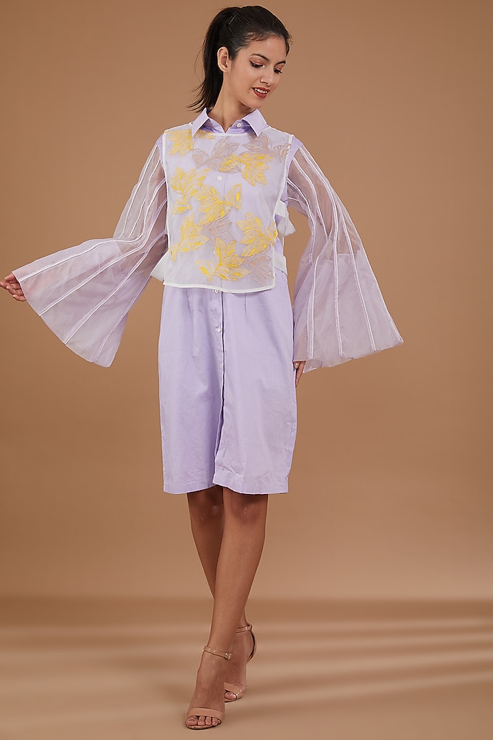 Light Mauve Cotton Shirt Dress With Top by KLITCHE