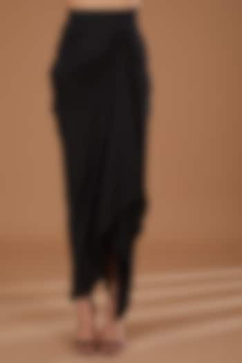 Black Crepe Draped Skirt by KLITCHE
