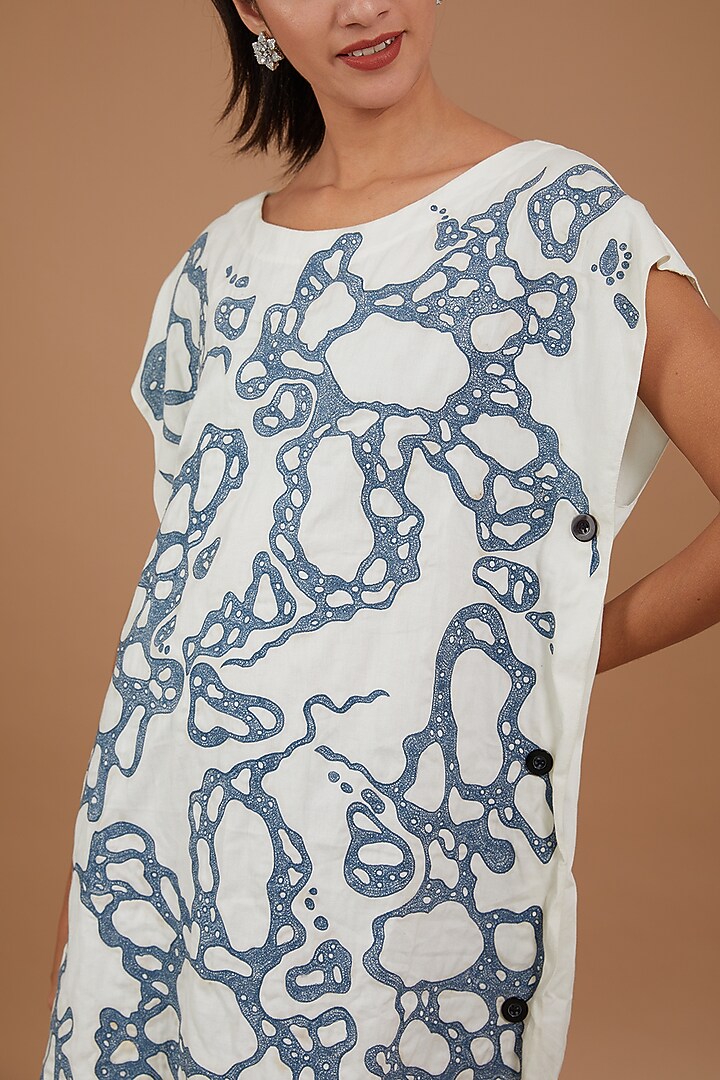 White Cotton Patchwork Summer Dress by Kliitche by Isha Kedia at Pernia's Pop Up Shop