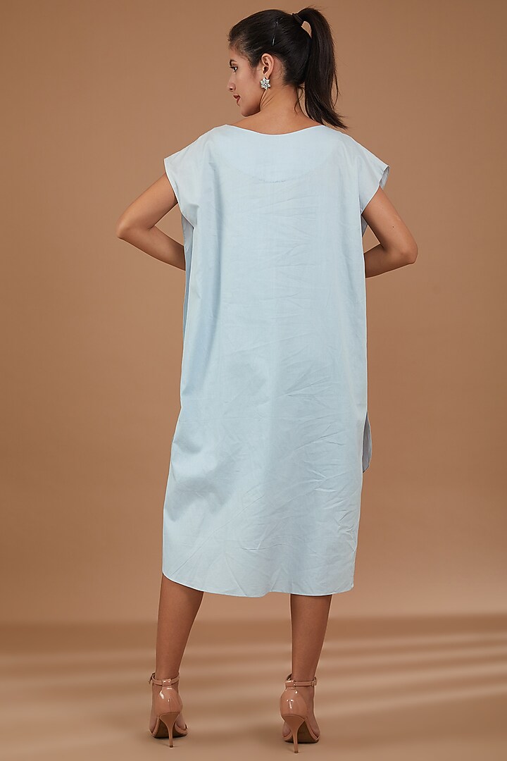 Blue Cotton Patchwork Summer Dress by Kliitche by Isha Kedia at Pernia's Pop Up Shop