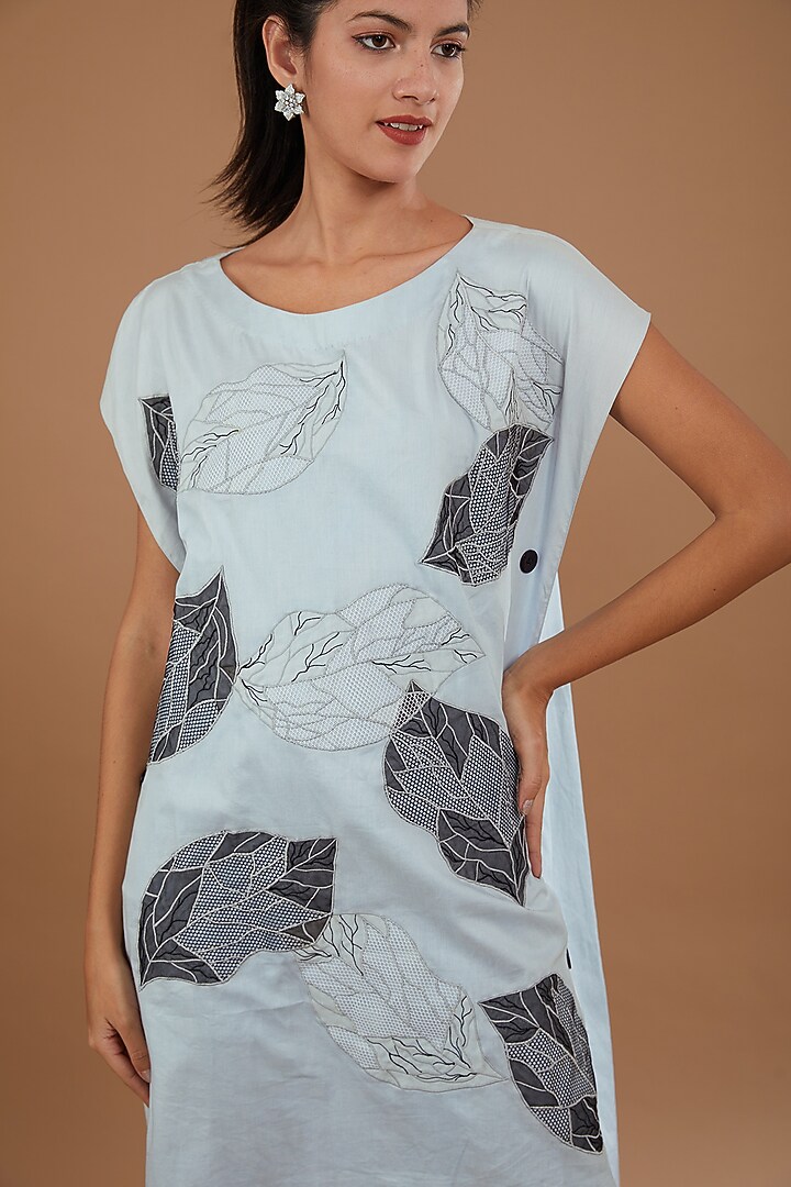 Blue Cotton Patchwork Summer Dress by Kliitche by Isha Kedia at Pernia's Pop Up Shop