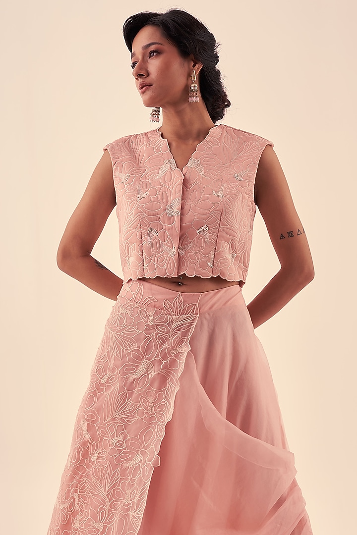 Light Pink Organza Co-Ord Set by Kliitche by Isha Kedia at Pernia's Pop Up Shop